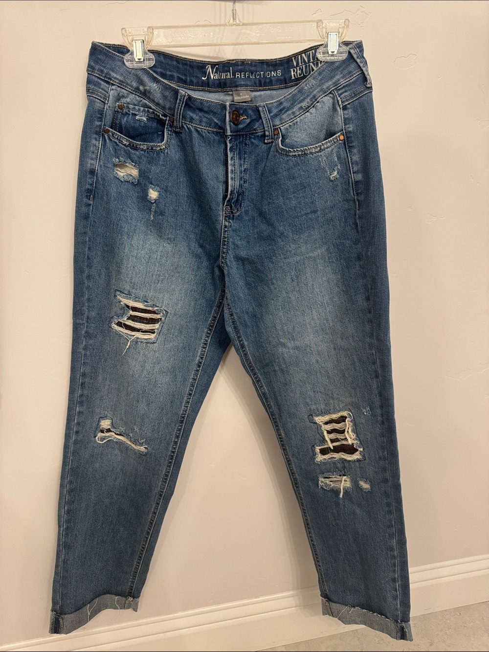 Natural Reflections Distressed Light Blue Boyfriend Jeans